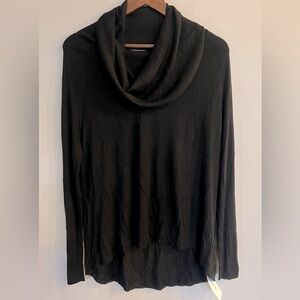 ADAM LIPPES Women’s Black Bamboo Cashmere Blend High Low Cowl Neck Sweater